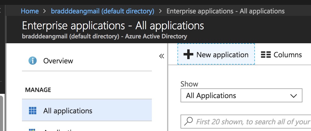 azure idp a03 new application