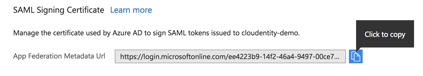 azure idp a10 copy metadata url