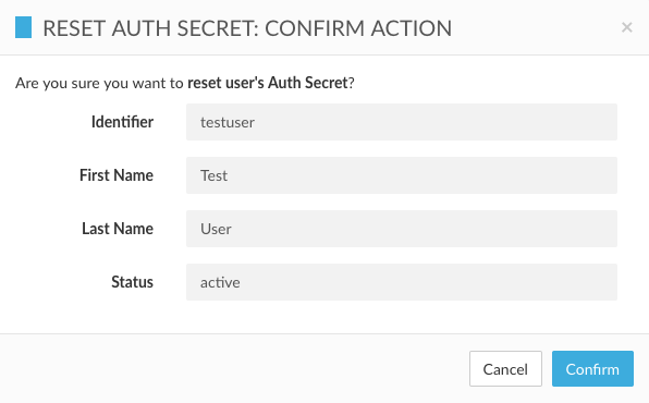Reset Auth Secret Confirmation