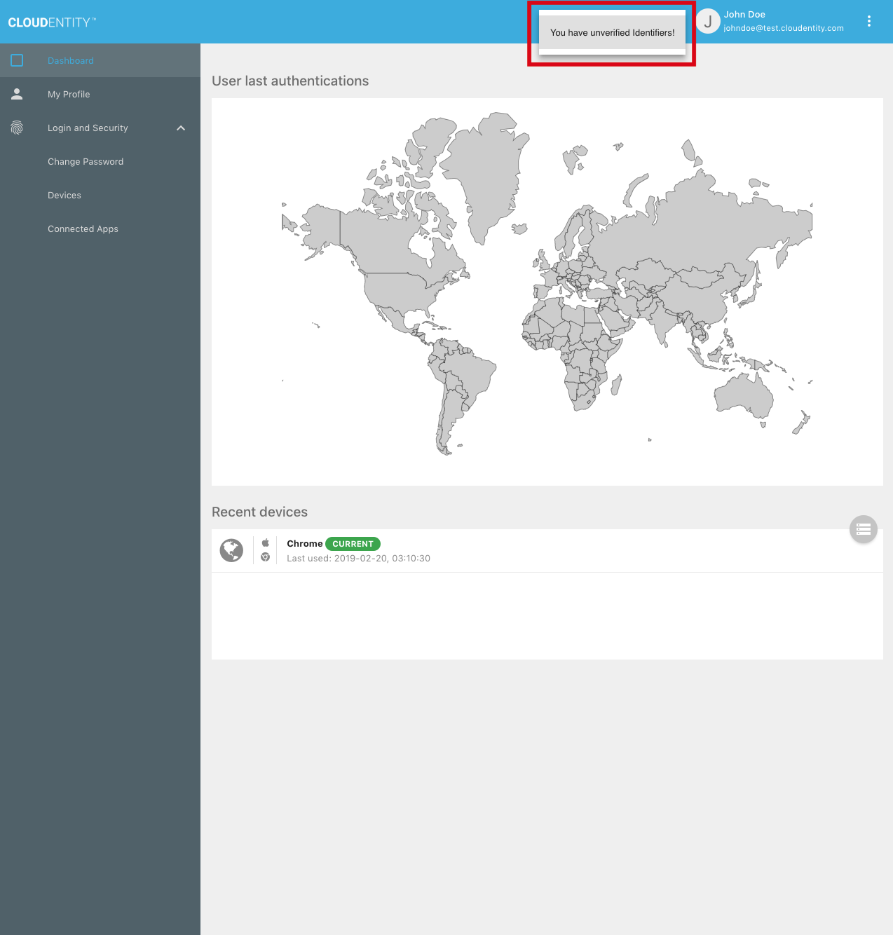 Verification - Unverified Identifiers Notification